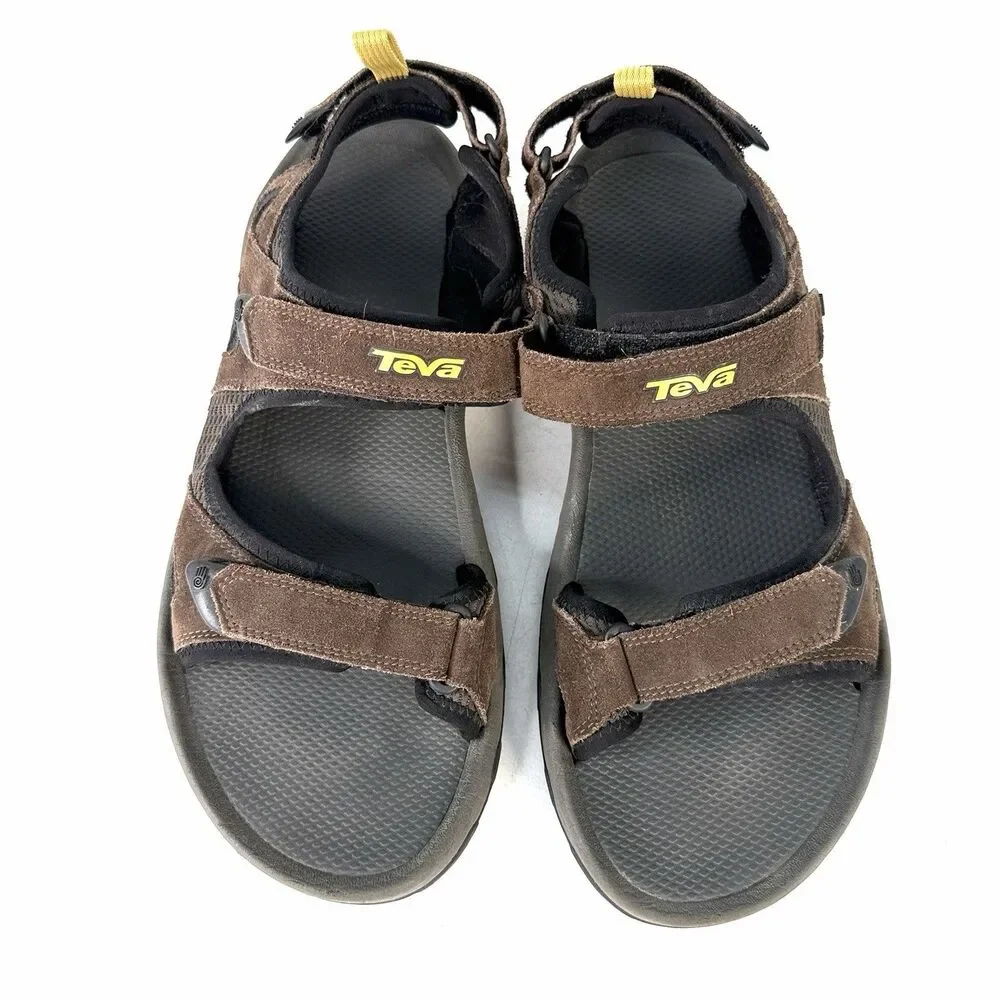 TEVA Katavi 4144 Brown Leather Water Hiking Sport Sandal Adjustable Mens Size 12
